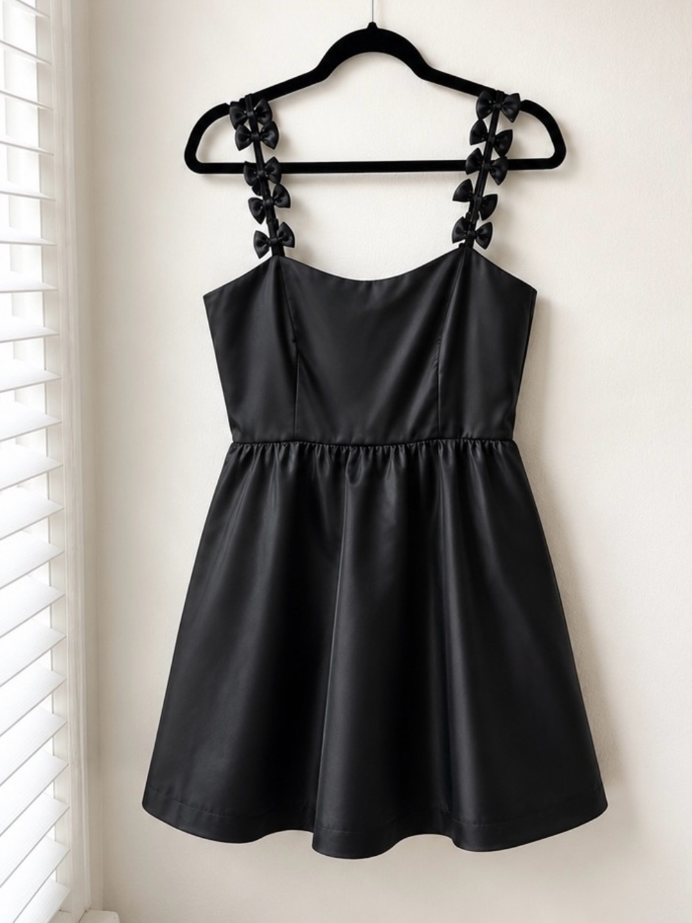 NWT satin feel bow-strap mini dress
